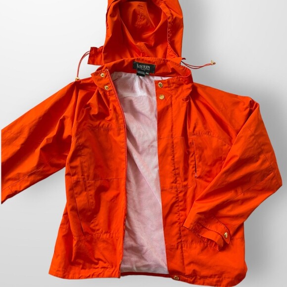 Polo Ralph Lauren Orange Windbreaker Jacket Petite Small - Picture 3 of 7